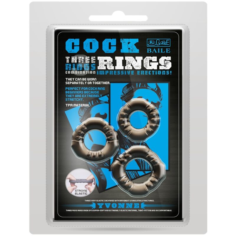 BAILE - COCK RINGS YVONNE SET 3 COCK RINGS