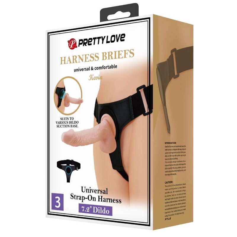 PRETTY LOVE - HARNESS PANTS UNIVERSAL HARNESS WITH DILDO KEVIN 19 CM NATURAL