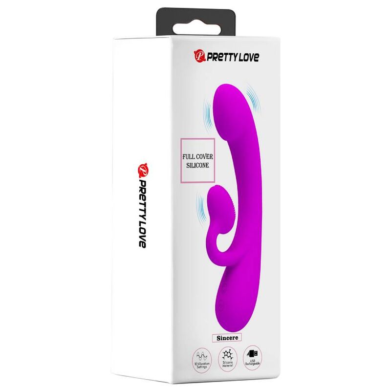 PRETTY LOVE - SINCERE SILICONE CLITORAL VIBRATOR AND SUCTION CUBE PURPLE