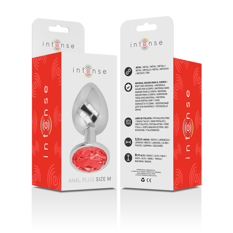INTENSE - METAL ANAL PLUMB WITH RED CRYSTAL SIZE M