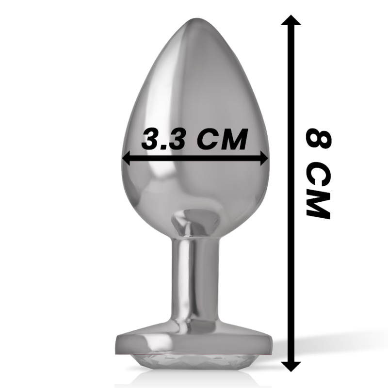 INTENSE - ALUMINUM METAL ANAL SPLUG WITH SILVER CRYSTAL, SIZE M