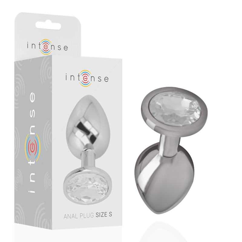 INTENSE - ALUMINUM METAL ANAL PLUG WITH SILVER CRYSTAL, SIZE S