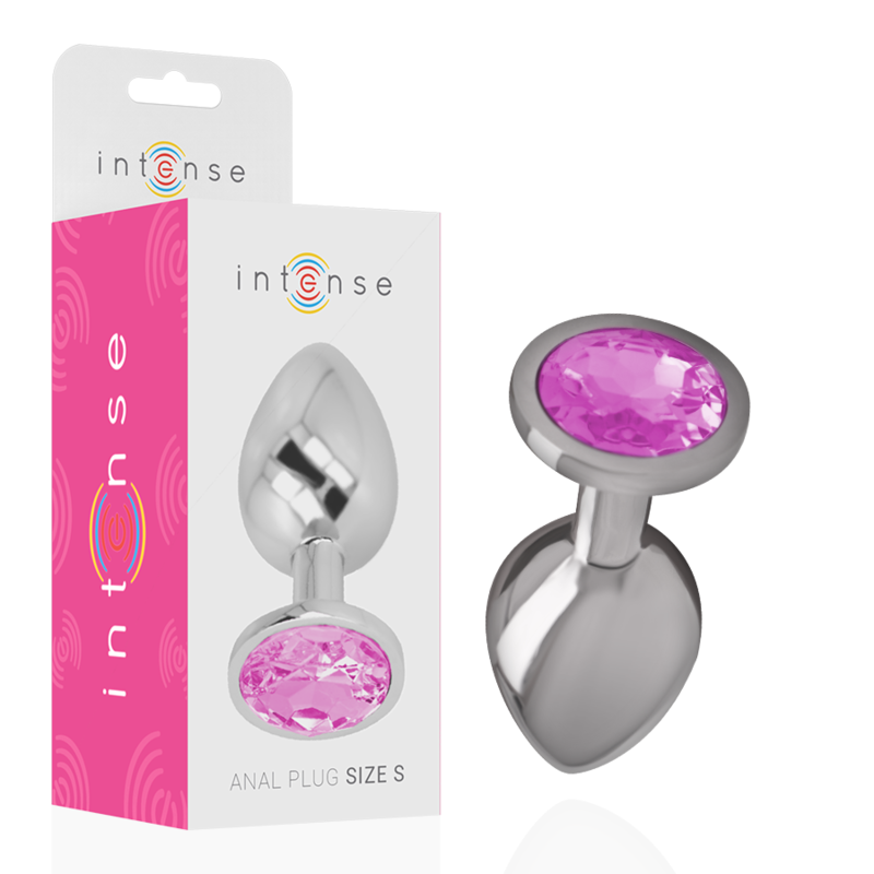 INTENSE - ALUMINUM METAL ANAL PLUGS WITH PINK CRYSTAL, SIZE S