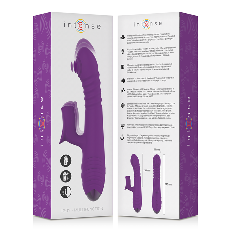 INTENSE - IGGY MULTIFUNCTIONAL RECHARGEABLE VIBRATOR UP & DOWN WITH CLITORAL STIMULATOR PURPLE