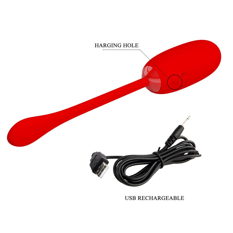 PRETTY LOVE - JULIUS WATERPROOF, RECHARGEABLE VIBRANT EGG RED