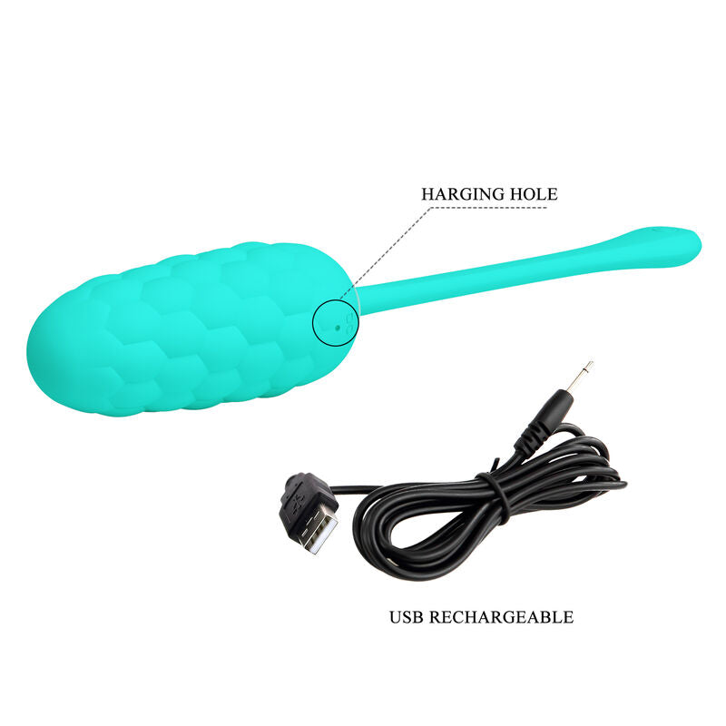 PRETTY LOVE - VIBRANT EGG WITH RECHARGEABLE SEA TEXTURE IN AQUA GREEN