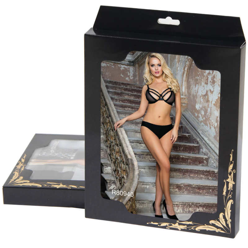 SUBBLIME - TWO-PIECE SET CONTAINING A TRANSPARENCY BRA AND S/M STRIPES