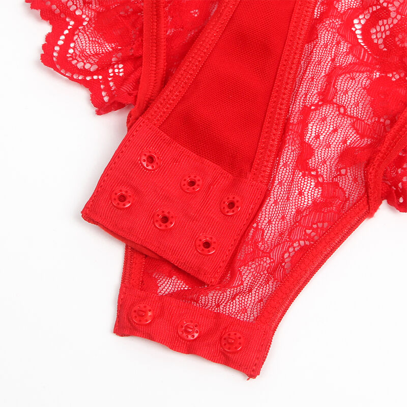 SUBBLIME - TEDDY WITH GARTER WITH LACE DETAIL AND STRIPES RED S/M
