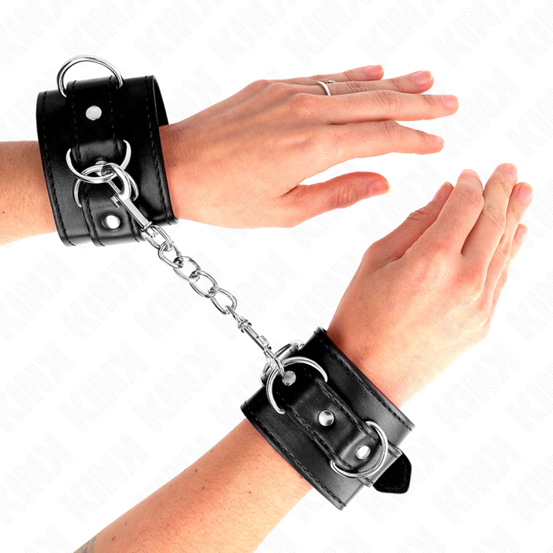KINK - 3 D-RING WRIST CUFFS ADJUSTABLE BLACK 17.5-25 CM X 6 CM