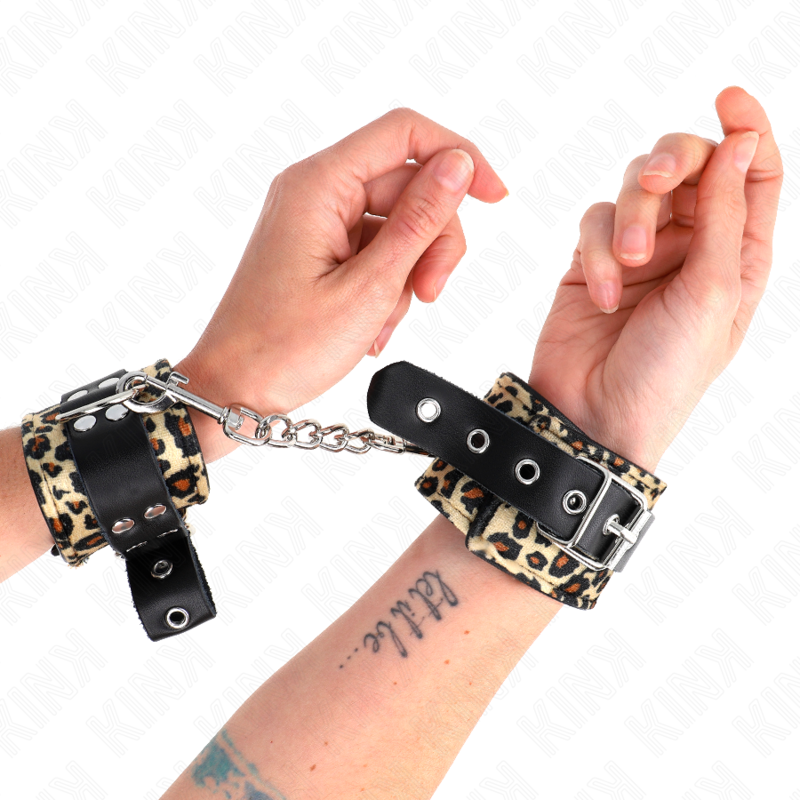 KINK - LEOPARD GENUINE LEATHER WRIST RESTRAINT, ADJUSTABLE 18-29 CM X 5.5 CM
