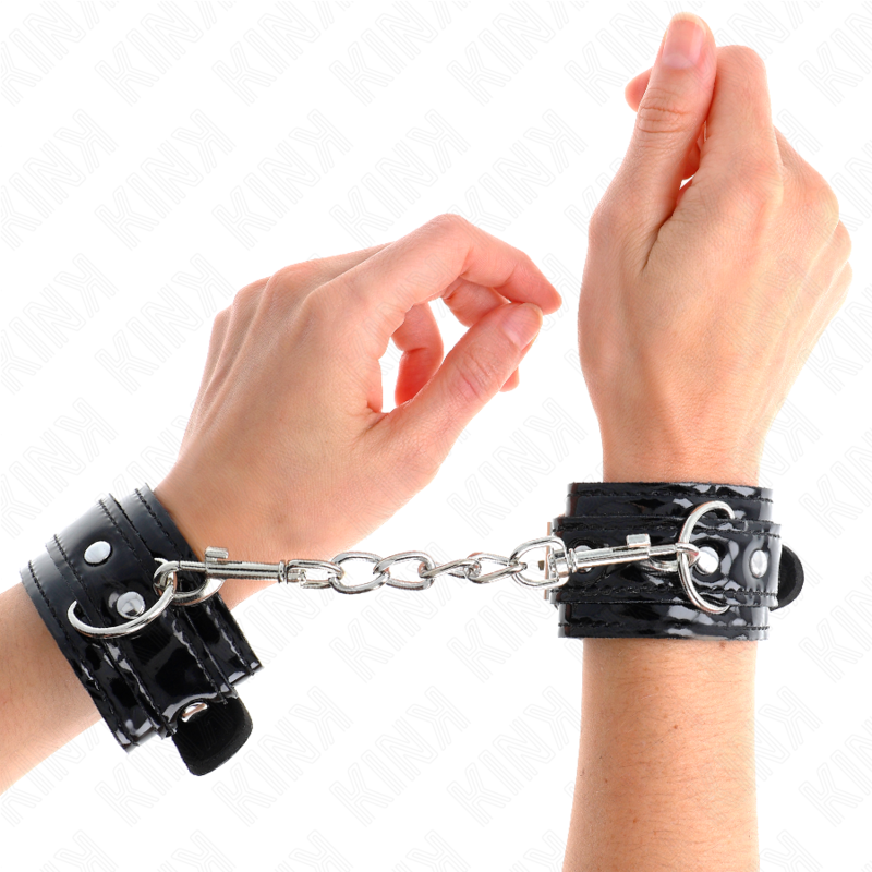 KINK - GLOSSY NEOPRENE HAND CUFFS ADJUSTABLE 17-24 CM X 4.5 CM