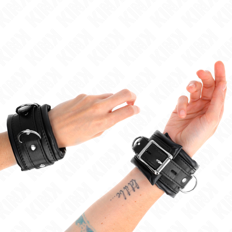 KINK - HEAVY WRIST RESTRAINTS WITH BLACK FUR LINING, ADJUSTABLE 20-30 CM X 6 CM
