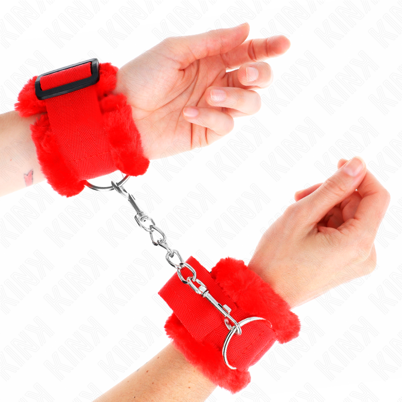 KINK - FUR-LINED WRIST RESTRAINTS RED ADJUSTABLE 17-31 CM X 7 CM