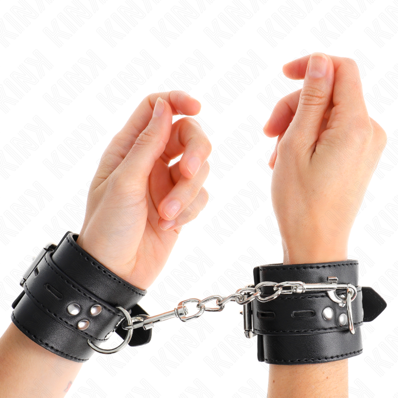 KINK - BLACK WRIST RESTRAINTS WITH BLACK BELT ADJUSTABLE 17-28 CM X 6 CM