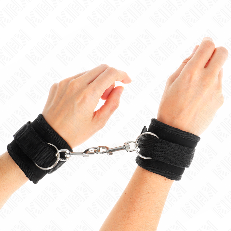KINK - NYLON BIND HAND RESTRAINTS WITH VELCRO CLOSURE, BLACK, MODEL 2, ADJUSTABLE, 18-35 CM X 6 CM