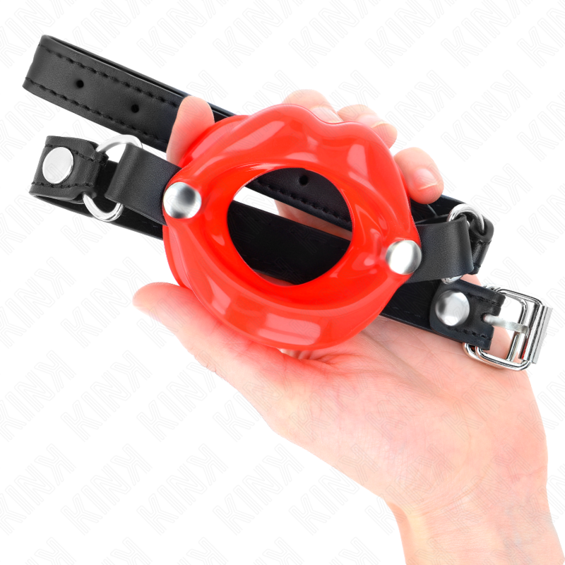 KINK - LIP 8 CM TOUGH WITH RED FAUX LEATHER STRAP 63 x 2 CM ADJUSTABLE 39-58 CM