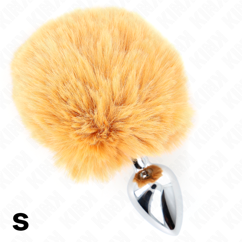 KINK - STAINLESS STEEL PLUG 7 x 3 CM WITH BEIGE RABBIT TAIL MADE OF ARTIFICIAL FUR 8 CM