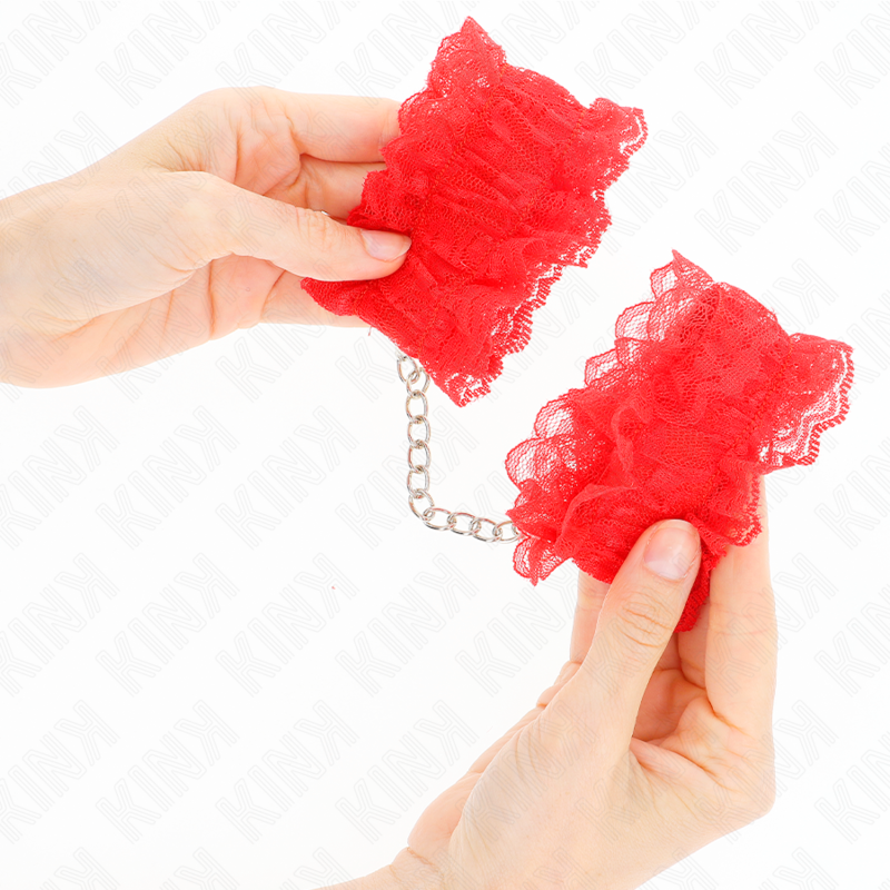 KINK - ELASTIC LACE WRIST RESTRAINTS RED