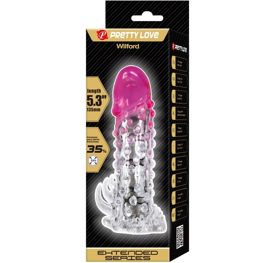 PRETTY LOVE - WILFORD REALISTIC MAGNIFICATION SLEEVE WITH EMBOSSED PENIS PINK