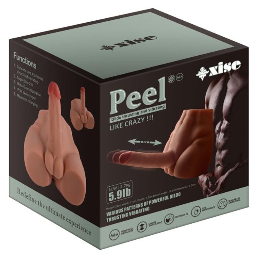 XISE - PEEL DILDO ASS REALISTIC DILDO MASTURBATOR FRONT POSITION WITH SHOCK ABSORPTION 17.5 CM