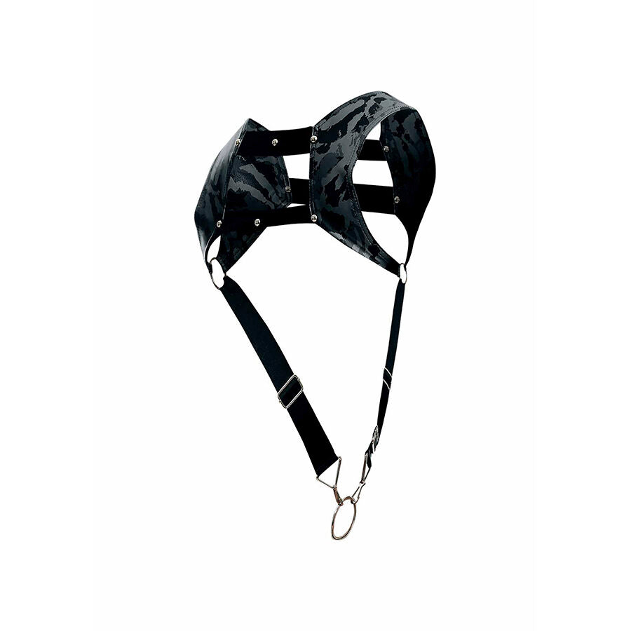 MOB - DNGEON HARNESS MIT SILBERNEM PENISRING, EINE GRÖSSE