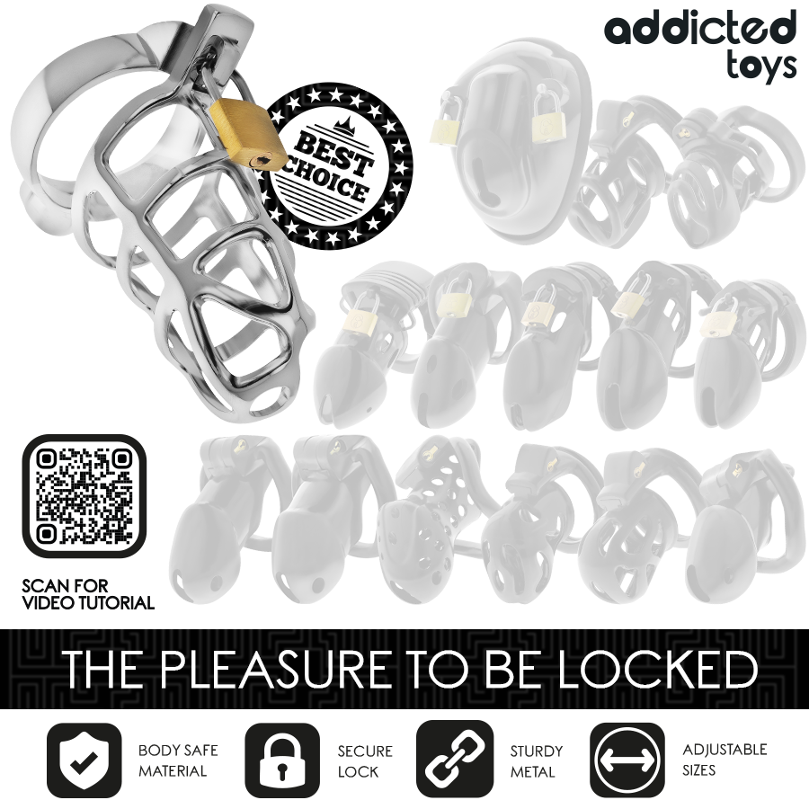 ADDICTED TOYS LOCKED - SILBERNER PENISKÄFIG AUS METALL, GRÖSSE S