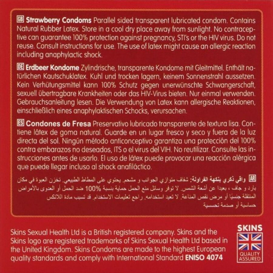 SKINS - STRAWBERRY PREMIUM CONDOMS PACK OF 4