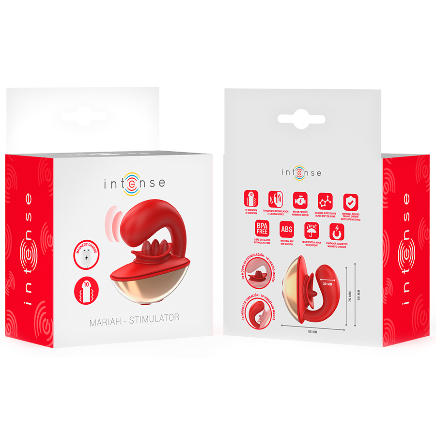INTENSE - MARIAH U-SHAPED VIBRATOR & STIMULATOR 10 VIBRATIONS RED