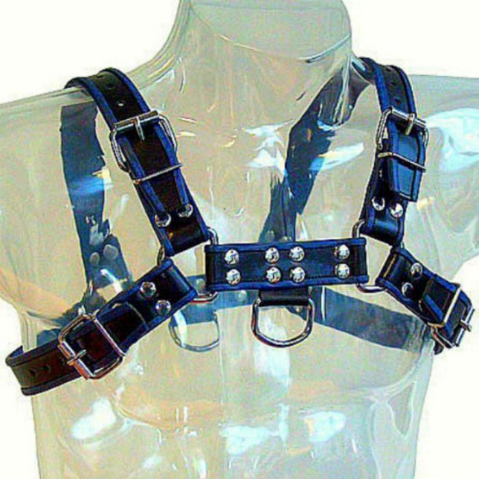 LEATHER BODY - BLUE-BLACK LEATHER DISHES CHEST BULLDOG