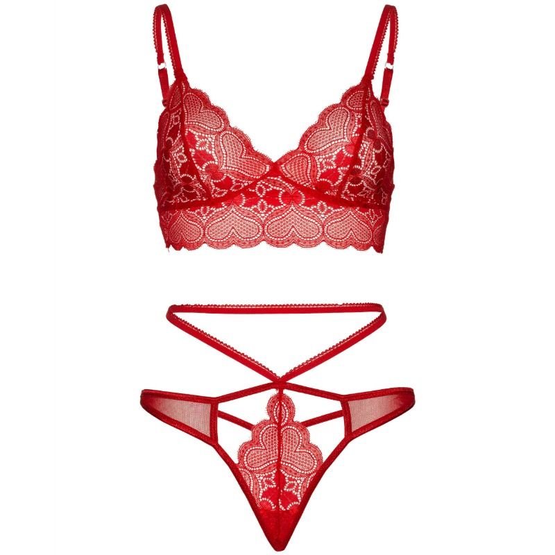 LEG AVENUE - 2-PIECE SET, LACE BRACELET AND TANGA M/L