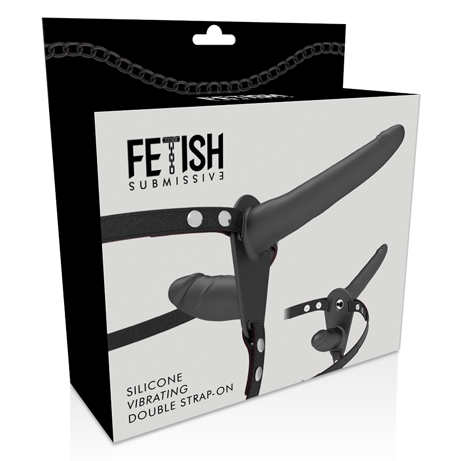 FETISH SUBMISSIVE HARNESS - DOPPELTE PENETRATION SCHWARZER VIBRATOR
