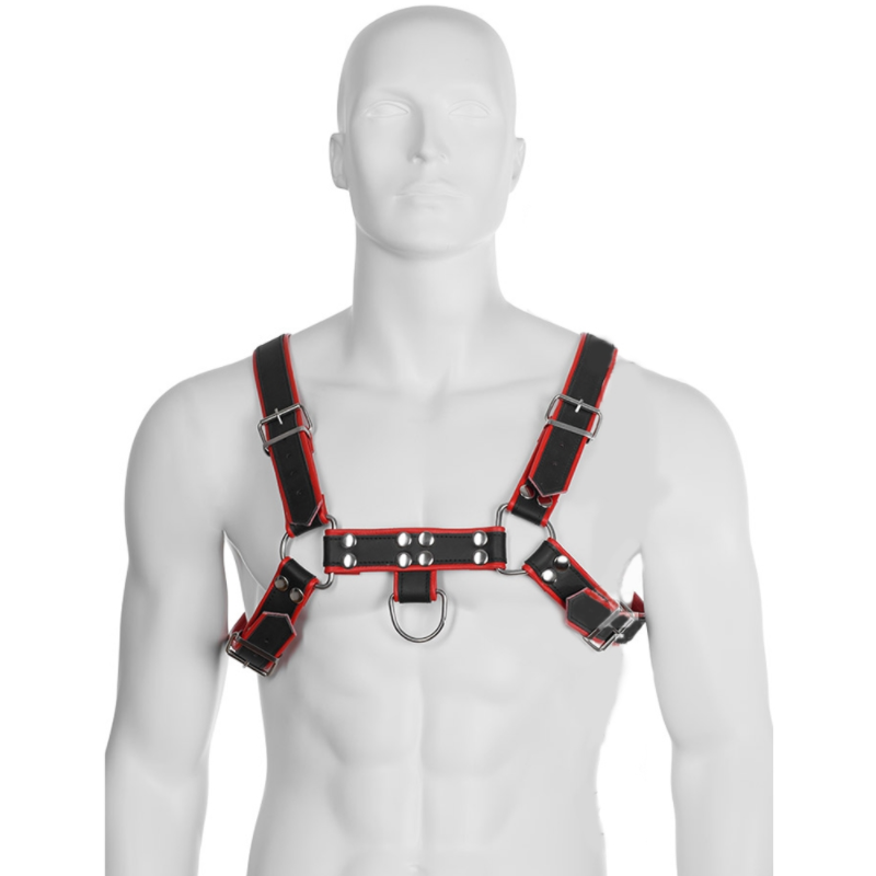 LEATHER BODY - CHAIN HARNESS III BLACK/RED