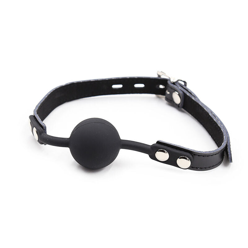 OHMAMA FETISH - SILICONE BALL GAG WITH LEATHER BELT (PATLOCK INCLUDED)