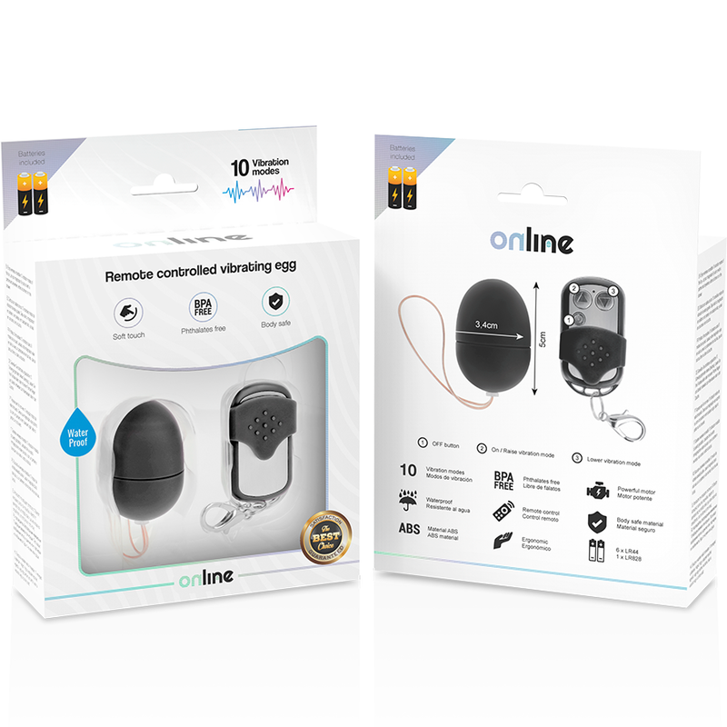 ONLINE - VIBRANT EGG WITH REMOTE CONTROL BLACK