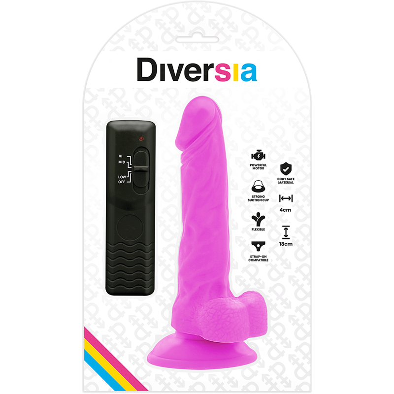 DIVERSIA - FLEXIBLE VIBRANT DILDO PURPLE 18 CM -O- 4 CM