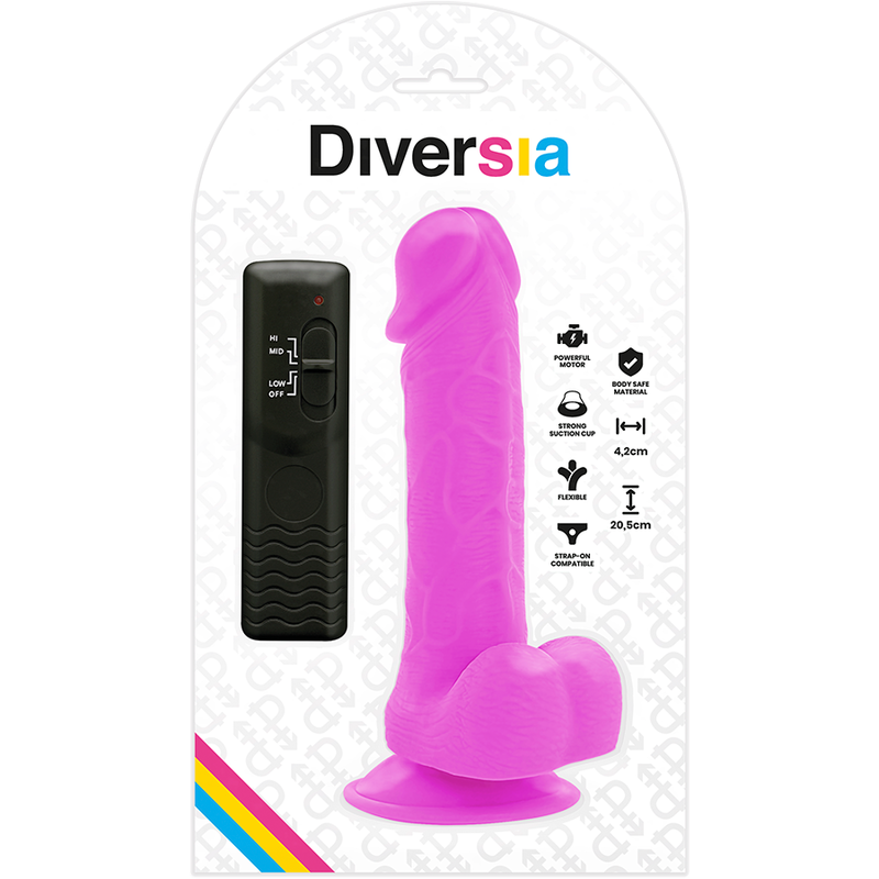 DIVERSIA - FLEXIBLE VIBRANT DILDO PURPLE 20.5 CM -O- 4.2 CM