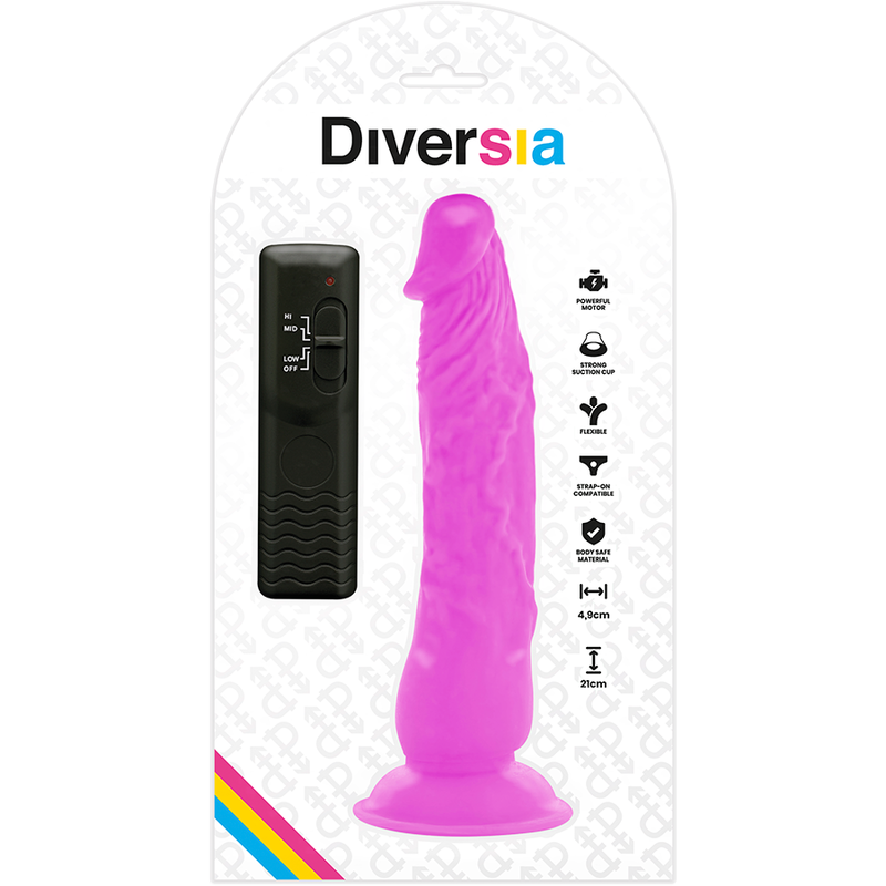 DIVERSIA - FLEXIBLE VIBRANT DILDO PURPLE 21 CM -O- 4.9 CM