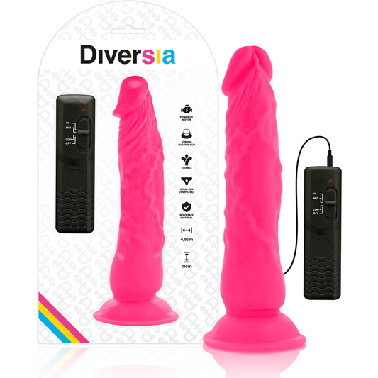 DIVERSIA - FLEXIBLE VIBRANT DILDO PINK 21 CM -O- 4.9 CM