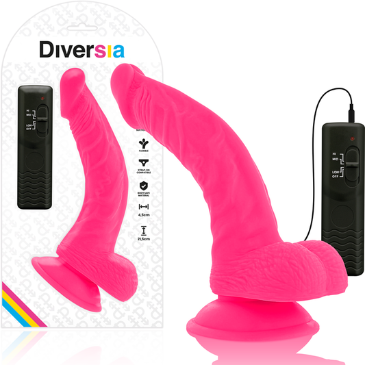 DIVERSIA - FLEXIBLE VIBRANT DILDO PINK 21.5 CM -O- 4.5 CM
