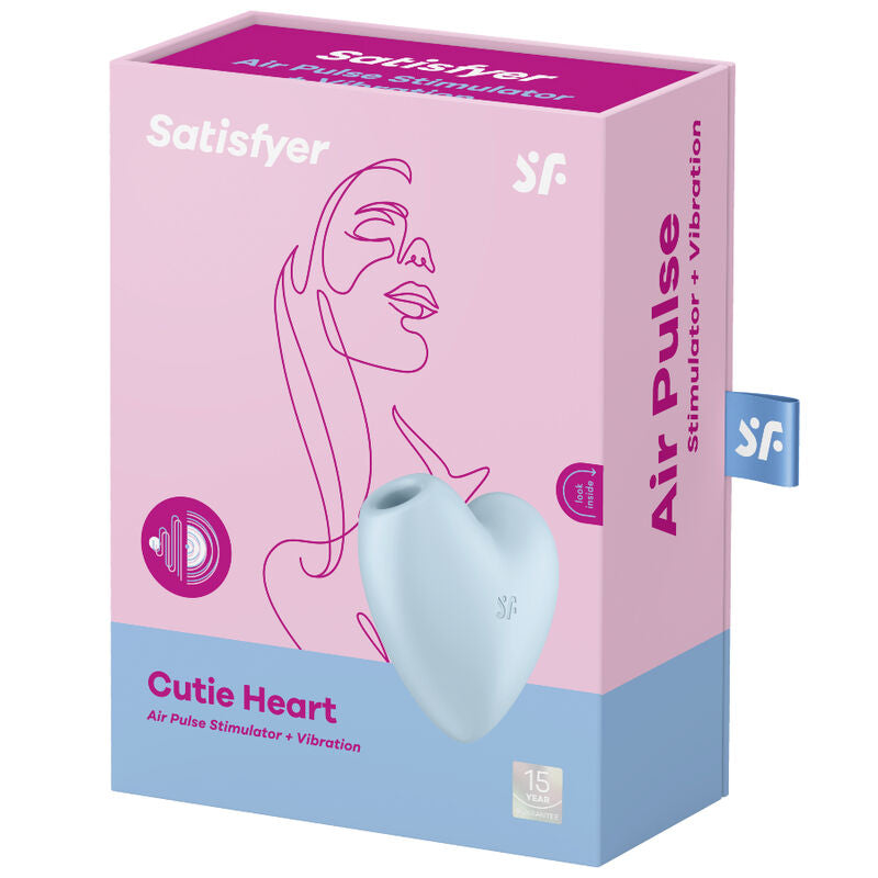 SATISFYER - CUTIE HEART AIR PULSE STIMULATOR &amp; VIBRATOR BLUE