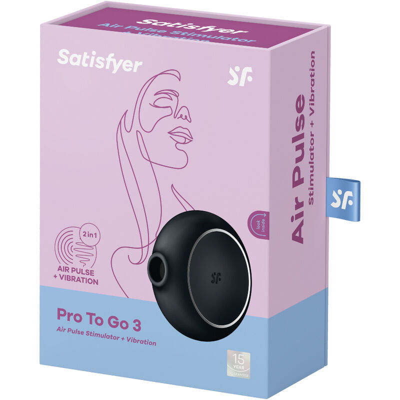 SATISFYER - PRO TO GO 3 DOUBLE AIR PULSE Stimulator &amp; VIBRATOR BLACK