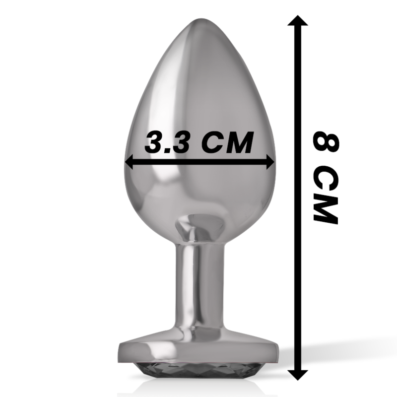 INTENSE - ALUMINUM METAL ANAL PLUG WITH BLACK GLASS, SIZE M