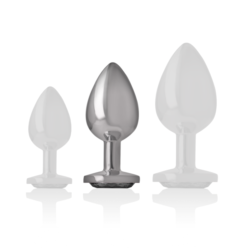 INTENSE - ALUMINUM METAL ANAL PLUG WITH BLACK GLASS, SIZE M