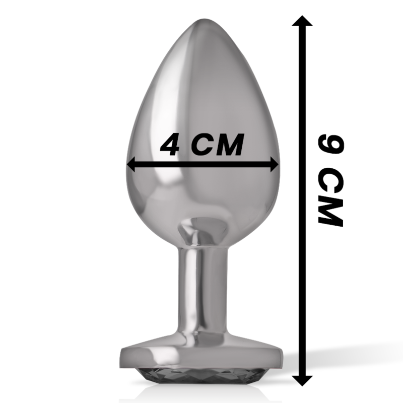 INTENSE - ALUMINUM METAL ANAL PLUG WITH BLACK GLASS, SIZE L
