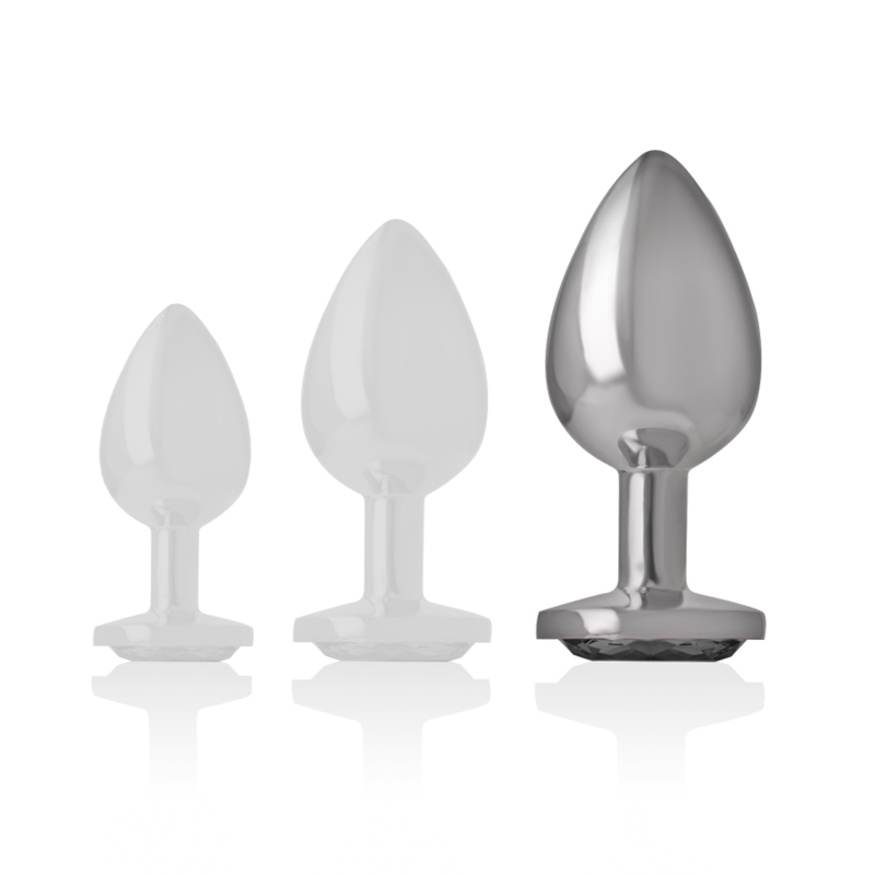 INTENSE - ALUMINUM METAL ANAL PLUG WITH BLACK GLASS, SIZE L