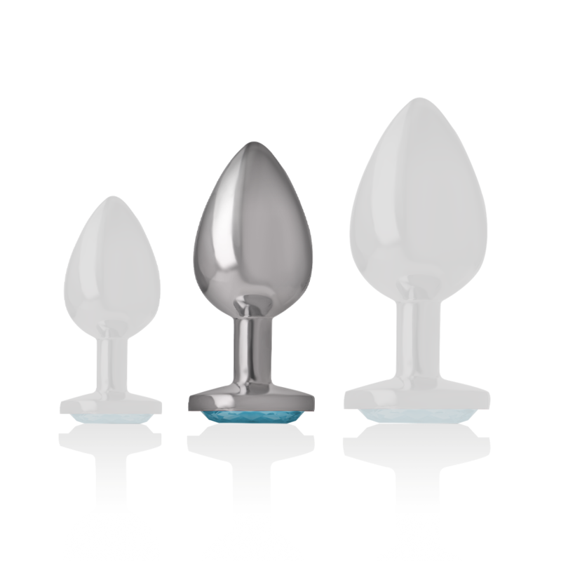 INTENSE - ALUMINUM METAL ANAL PLUG WITH BLUE GLASS, SIZE M