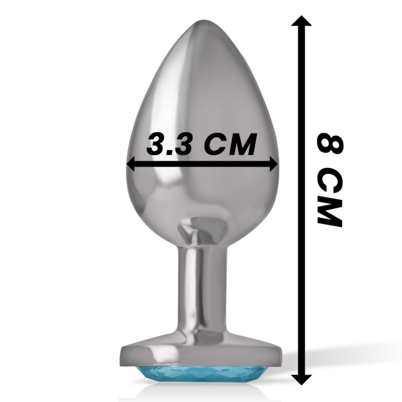 INTENSE - ALUMINUM METAL ANAL PLUG WITH BLUE GLASS, SIZE M