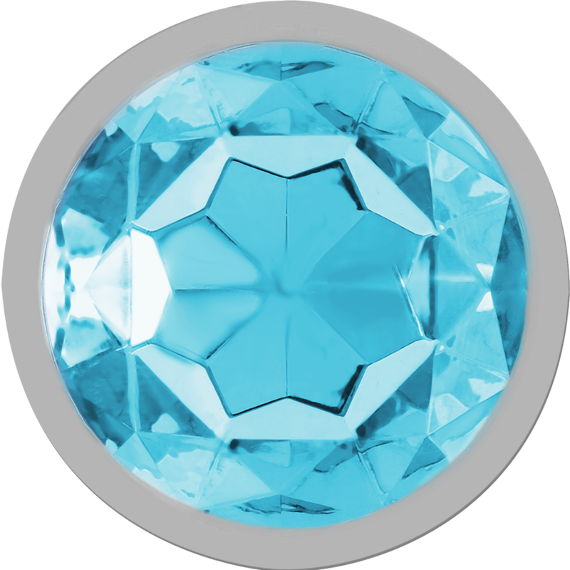 INTENSE - ALUMINUM METAL ANAL PLUG WITH BLUE GLASS, SIZE M