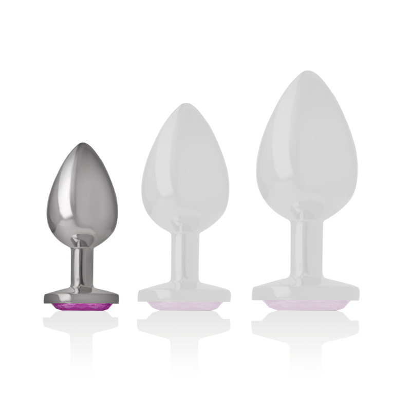 INTENSE - ALUMINUM METAL ANAL PLUGS WITH PINK CRYSTAL, SIZE S