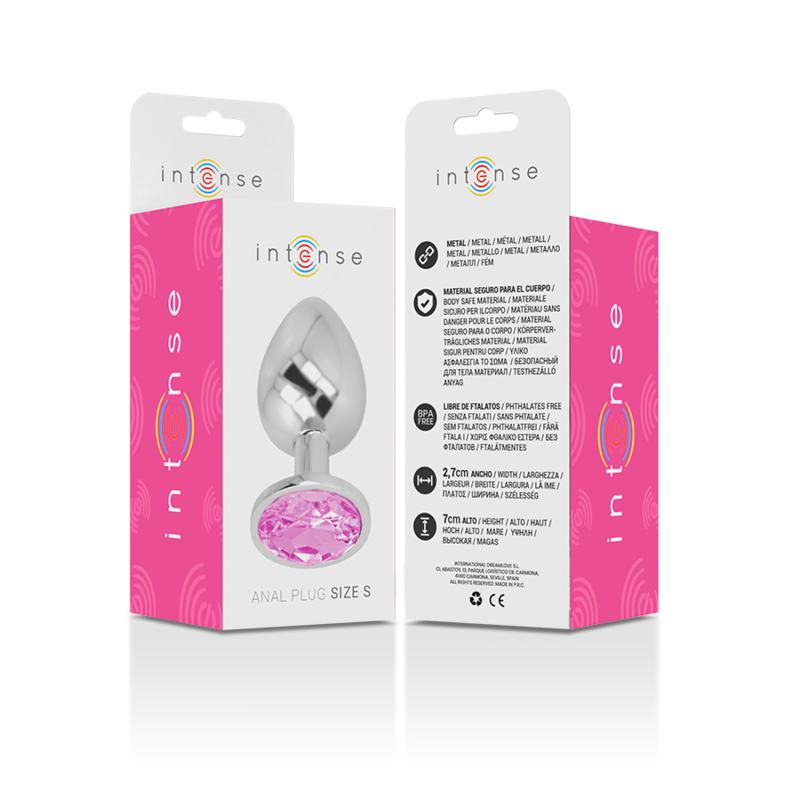 INTENSE - ALUMINUM METAL ANAL PLUGS WITH PINK CRYSTAL, SIZE S